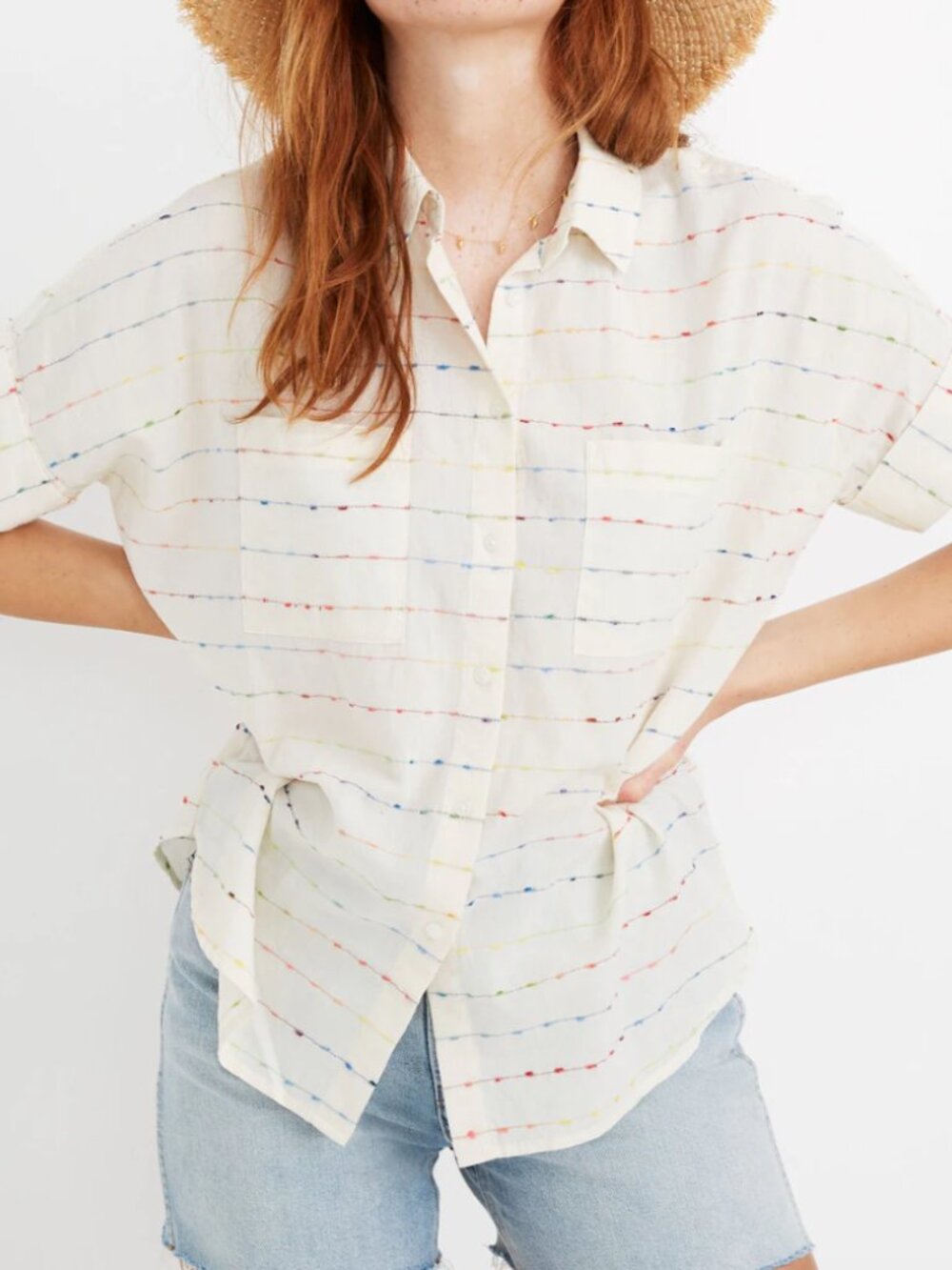 Madewell Courier Shirt in Flecked Rainbow Stripe